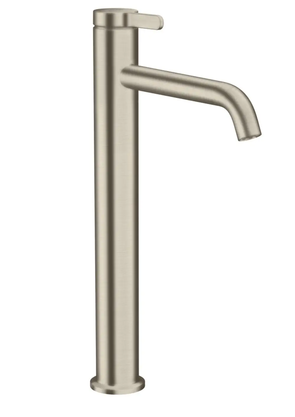 Ein Einhebel-Waschtischmischer in gebürstetem Nickel mit Hebelgriff, geeignet für Aufsatzwaschtische. Hersteller ist AXOR.